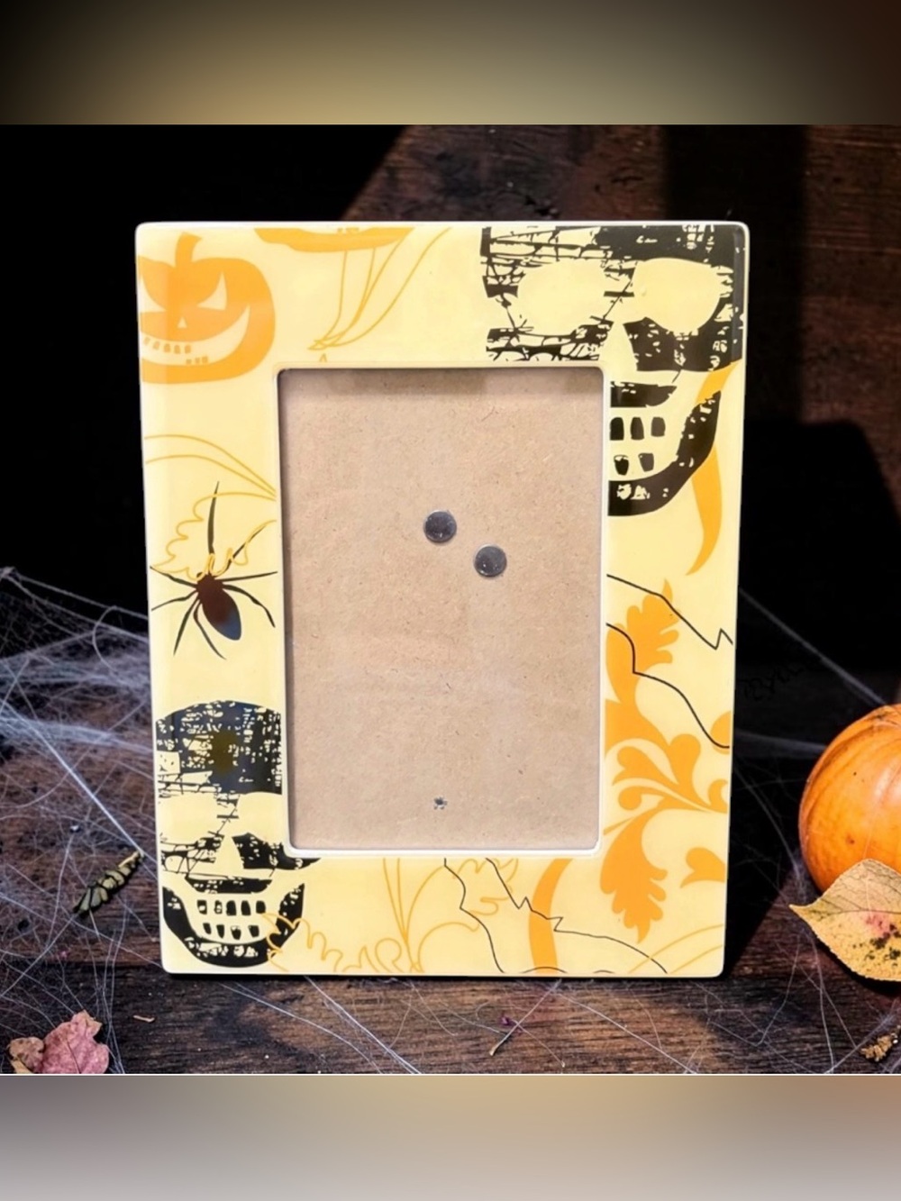 Halloween Acrylic Picture Frame Skull Pumpkin Spider Orange Black Cream 4x6
